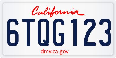 CA license plate 6TQG123