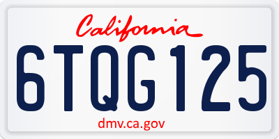 CA license plate 6TQG125