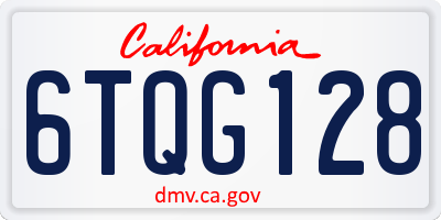 CA license plate 6TQG128