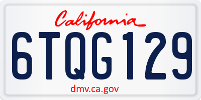 CA license plate 6TQG129