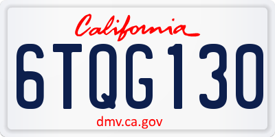 CA license plate 6TQG130