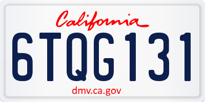 CA license plate 6TQG131