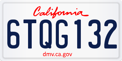 CA license plate 6TQG132