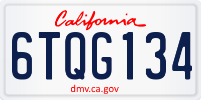 CA license plate 6TQG134