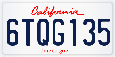 CA license plate 6TQG135