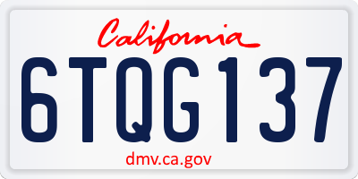 CA license plate 6TQG137