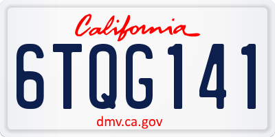 CA license plate 6TQG141