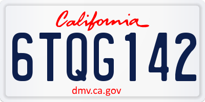 CA license plate 6TQG142