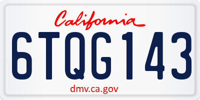 CA license plate 6TQG143
