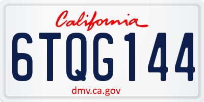 CA license plate 6TQG144