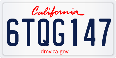 CA license plate 6TQG147