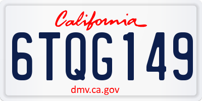 CA license plate 6TQG149