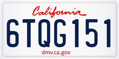 CA license plate 6TQG151