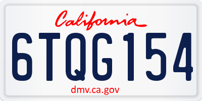 CA license plate 6TQG154