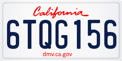 CA license plate 6TQG156