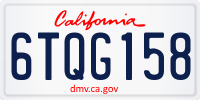 CA license plate 6TQG158