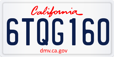CA license plate 6TQG160
