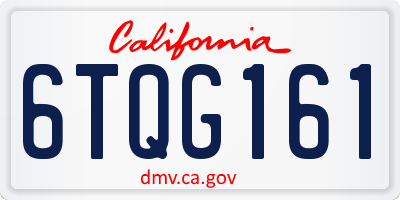 CA license plate 6TQG161