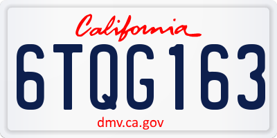 CA license plate 6TQG163
