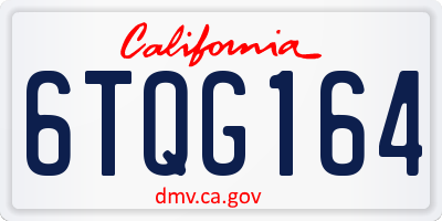 CA license plate 6TQG164