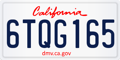 CA license plate 6TQG165