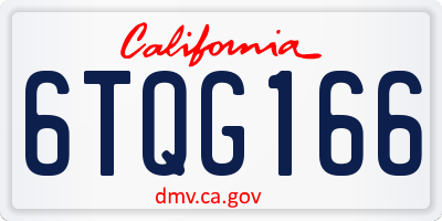 CA license plate 6TQG166