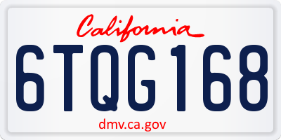 CA license plate 6TQG168