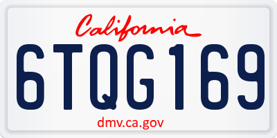CA license plate 6TQG169