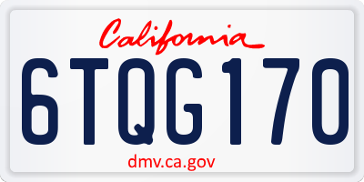 CA license plate 6TQG170