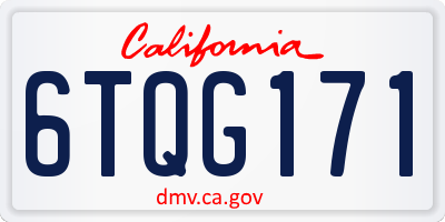 CA license plate 6TQG171