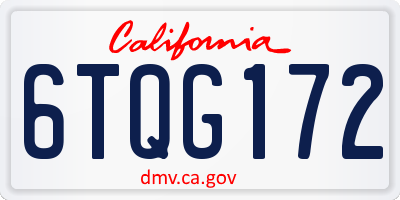 CA license plate 6TQG172