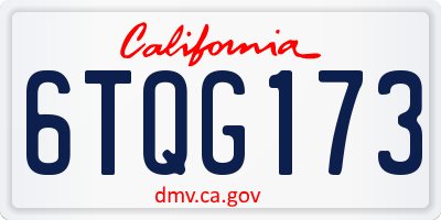 CA license plate 6TQG173