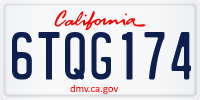 CA license plate 6TQG174
