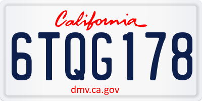 CA license plate 6TQG178