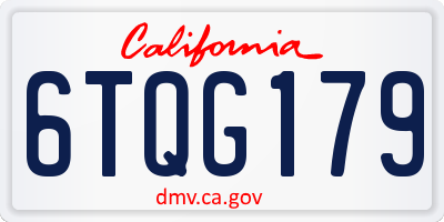 CA license plate 6TQG179