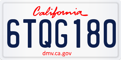 CA license plate 6TQG180