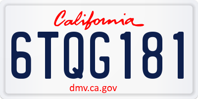 CA license plate 6TQG181