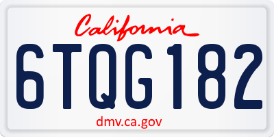 CA license plate 6TQG182