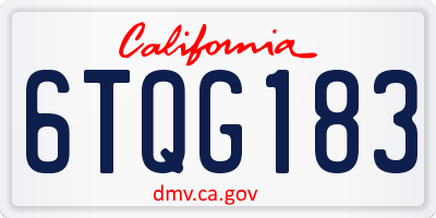 CA license plate 6TQG183
