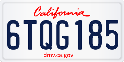 CA license plate 6TQG185