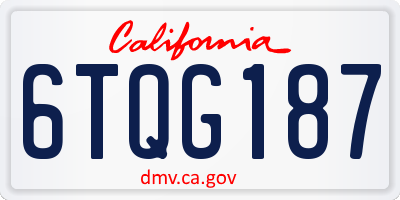 CA license plate 6TQG187