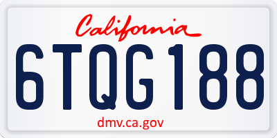 CA license plate 6TQG188