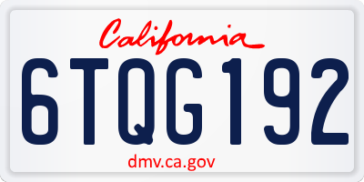 CA license plate 6TQG192