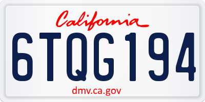 CA license plate 6TQG194