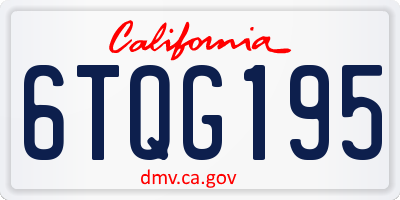 CA license plate 6TQG195