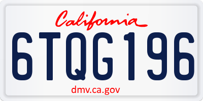 CA license plate 6TQG196