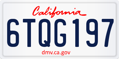 CA license plate 6TQG197