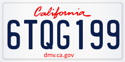 CA license plate 6TQG199