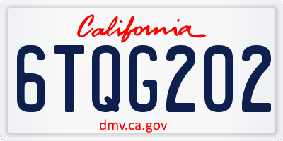 CA license plate 6TQG202