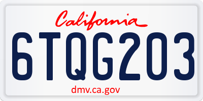 CA license plate 6TQG203